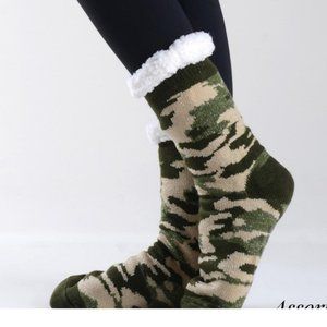 Camo Sherpa Lined Slipper Socks